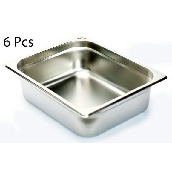 [6 Pack] 1/2 Size 4 inch Anti-Jam 25 Gauge Steam Table Pan NSF Stainless Steel