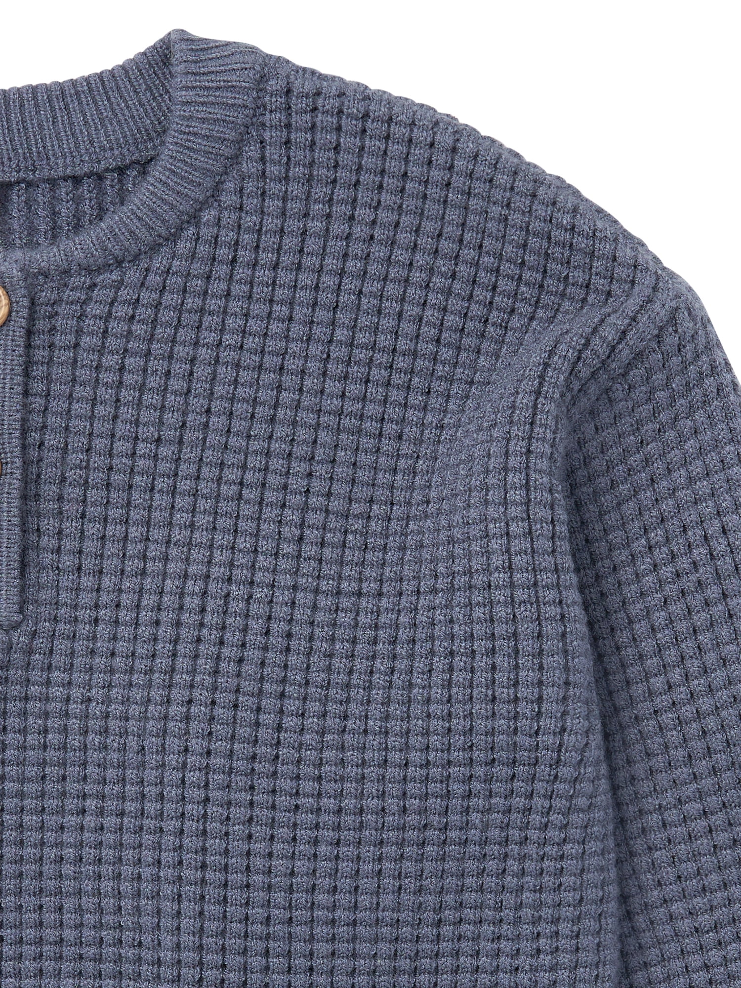 Modern Moments by Gerber Toddler Boy Waffle Henley Sweater Knit, 12 Months - 5T