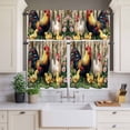 thumbnail image 2 of Rooster Chicken Pink Flowers Curtain Valances Set Watercolor Art Vintage Farm Kitchen Curtains 24&nbsp;inch Length Rod Pocket Valance and Tiers 3 Piece Set Small Bedroom Bathroom Laundry Decor, 2 of 9