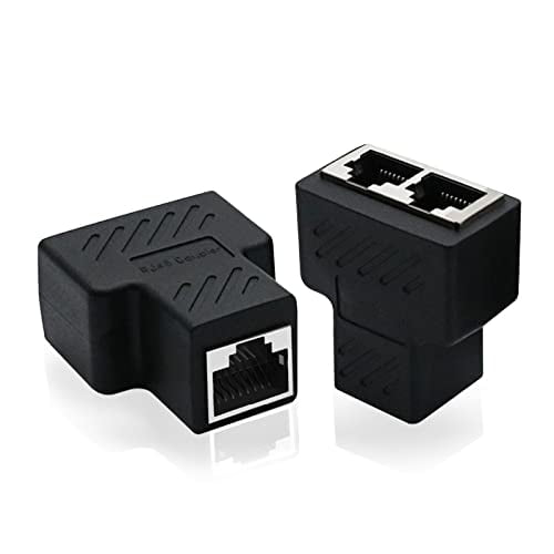RJ45 1 to 2 Ethernet Splitter Coupler Adapter,Ethernet Cable & LAN Internet Splitter for Cat5,Cat5e,Cat6 Cable - 2pcs