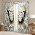 thumbnail image 2 of Homewish Fashion Butterfly Women Curtains Pack of 2 (42x84 Each), Romantic Animal Curtains Blackout, White Gold Flower Floral Bedroom Curtains, Curtains and Drapes Decor, 2 of 6