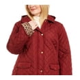 thumbnail image 2 of Charter Club Women's Quilted Leopard-Print-Trim Hooded Jacket Wine Size Medium, 2 of 3