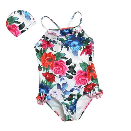 

Mikilon Toddler Kids Baby Girls Floral Strap One-Piece Swimsuit Bathing Beach Swimwear Baby Girl Gifts Clearance for 4-5 Years Child