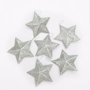 6Pcs Glitter Gold Silver Star Baubles Xmas Christmas Tree Decoration Ornaments Gift