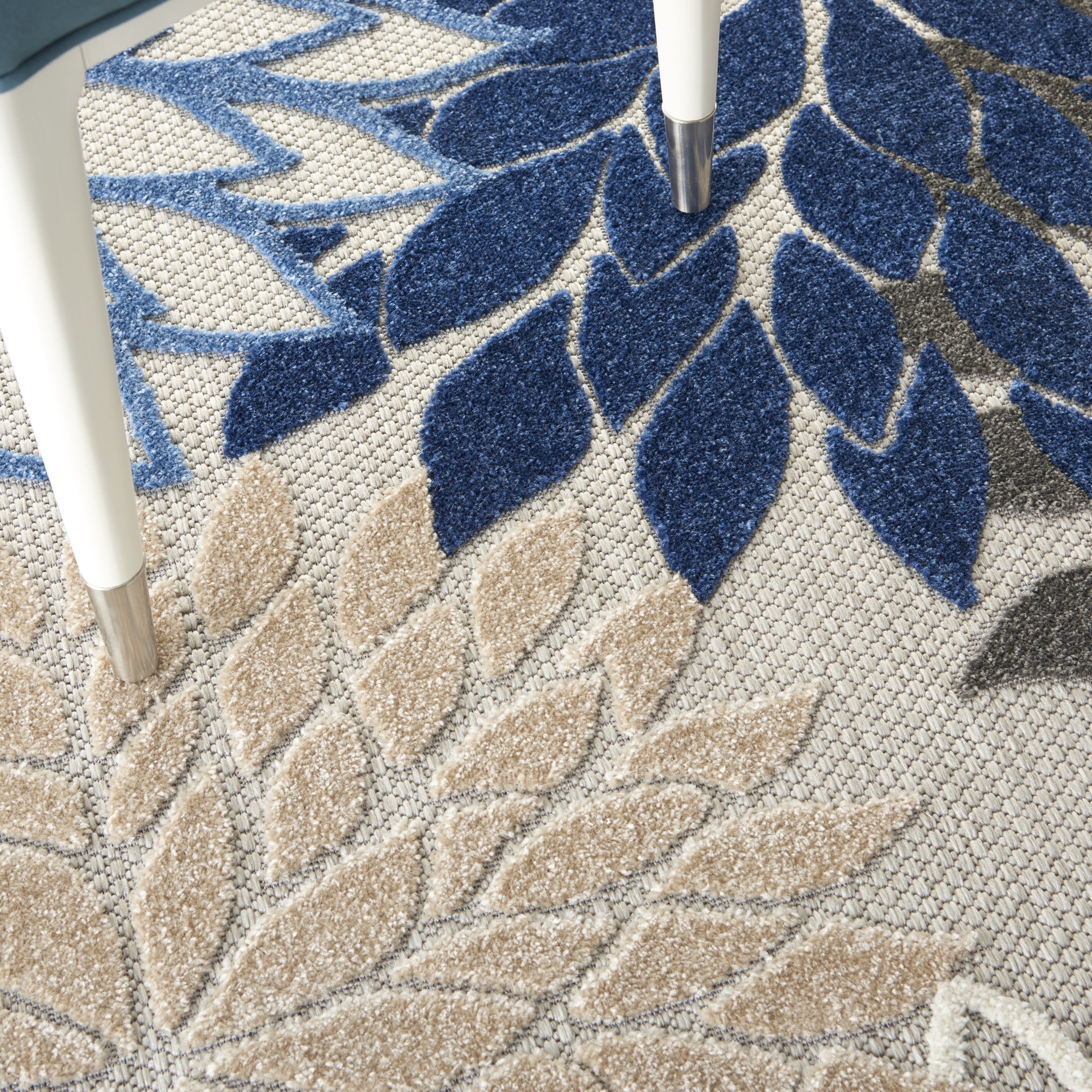 Nourison Tropical Oasis Indoor/Outdoor Modern Floral Blue/Multicolor 3'6" x 5'6" Area Rug, (4' x 6')