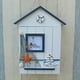 thumbnail image 5 of Soporte de llaves Caja de diseño de casa montada en la pared Colgante de pared Colgador de almacenamiento de llaves Estuche de madera, parte superior azul, Saiboat Life Bouy Jumpingount HA8882-03B, 5 of 6