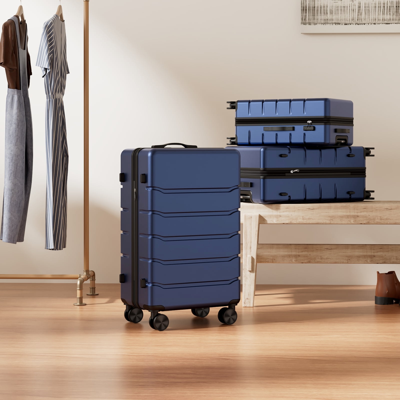 EDX 28 Inch Hardside Luggage, Expandable Rolling Luggage with TSA Lock and Spinner Wheels, Blue