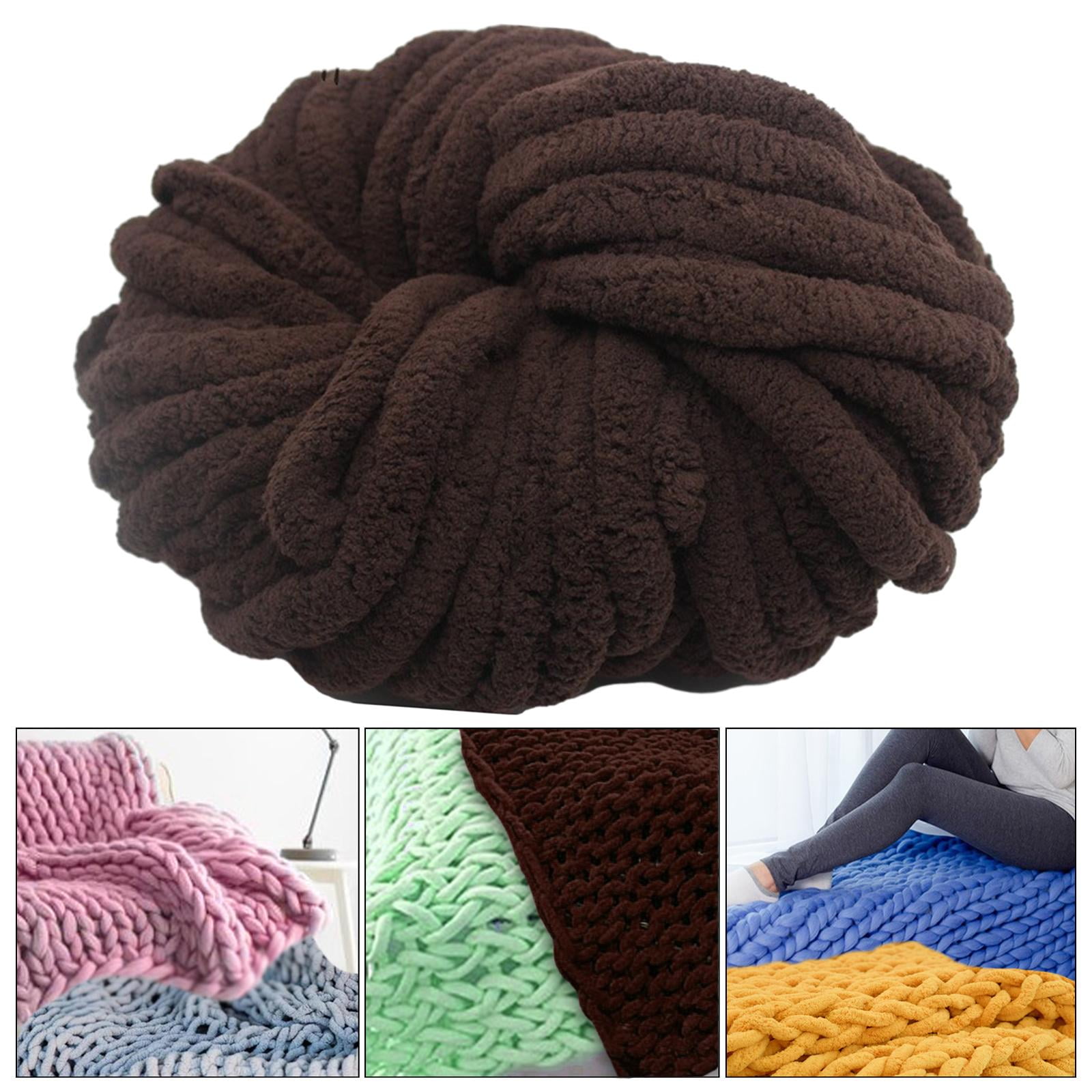 Tachiuwa Chunky Chenille Yarn for Crocheting, Bulky Thick Yarn for Knitting,Super Bulky Chunky Yarn for Hand Knitting Blanket Coffee