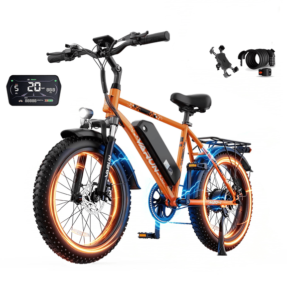 VARUN Electric Bike, 20" Fat Tire EBike for Adults with Peak 750W 48V 624Wh Removable Battery, Electric Mountain Bike for Men & Women with Top 20MPH 60Miles,7 Speed, Rear Rack, UL2849