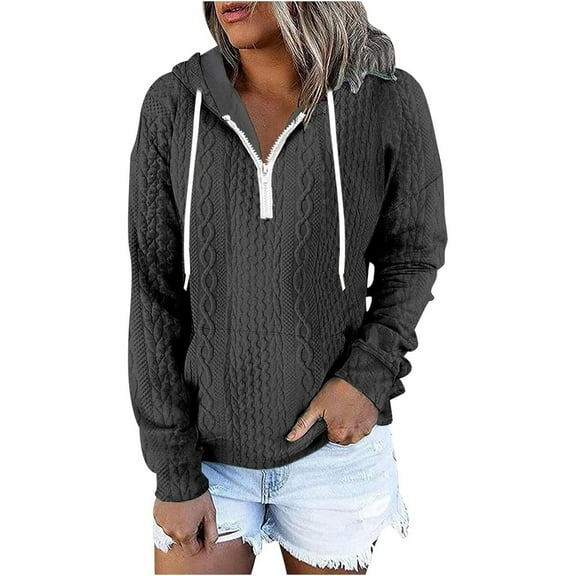 NOLDARES Half Zip Sweatshirt Women Fall Fashion 2024 Oversizds 1/10 Zip Sweatshirt Trendy Pullover Sweatshirts(Dark Gray,XL)