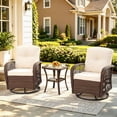 thumbnail image 2 of 3 Piece Patio Bistro Set with Table and 360° Rocking Swivel Chairs, Outdoor Swivel Rocker Chairs Set, Patio Furniture Sets Suitable for Yard, Backyard, Balcony, Garden and Poolside - Beige, 2 of 9
