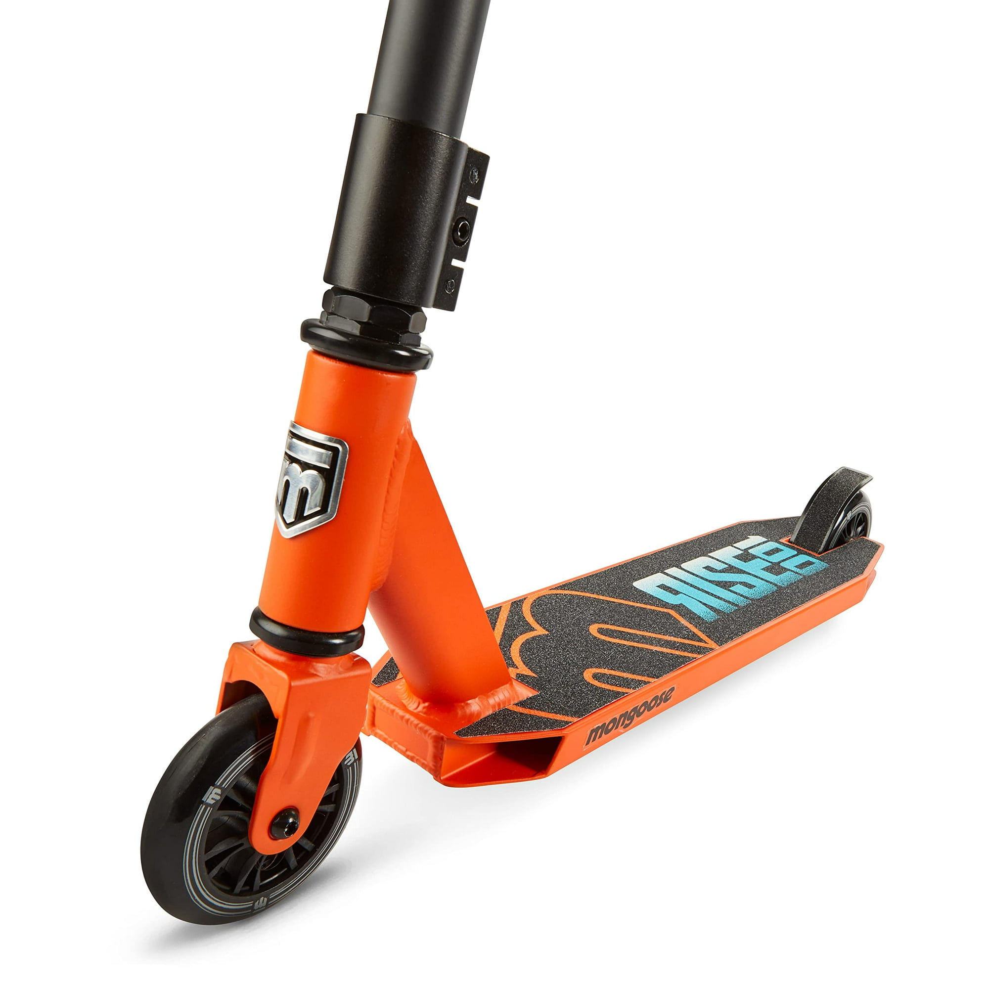 Mongoose Rise 100 Youth and Adult Freestyle Stunt Scooter High Impact 110mm Wheels Bike Style Grips Lightweight Alloy Deck Orange Blue Walmart