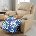thumbnail image 3 of ZIATUBLES Recliner Chair Covers, Pets Friendly Reclining Couch Slipcovers Washable Anti-Slip Furniture Protector for Living Room, 38.58 x 24.40 Inches, Blue White Floral Print, 3 of 8