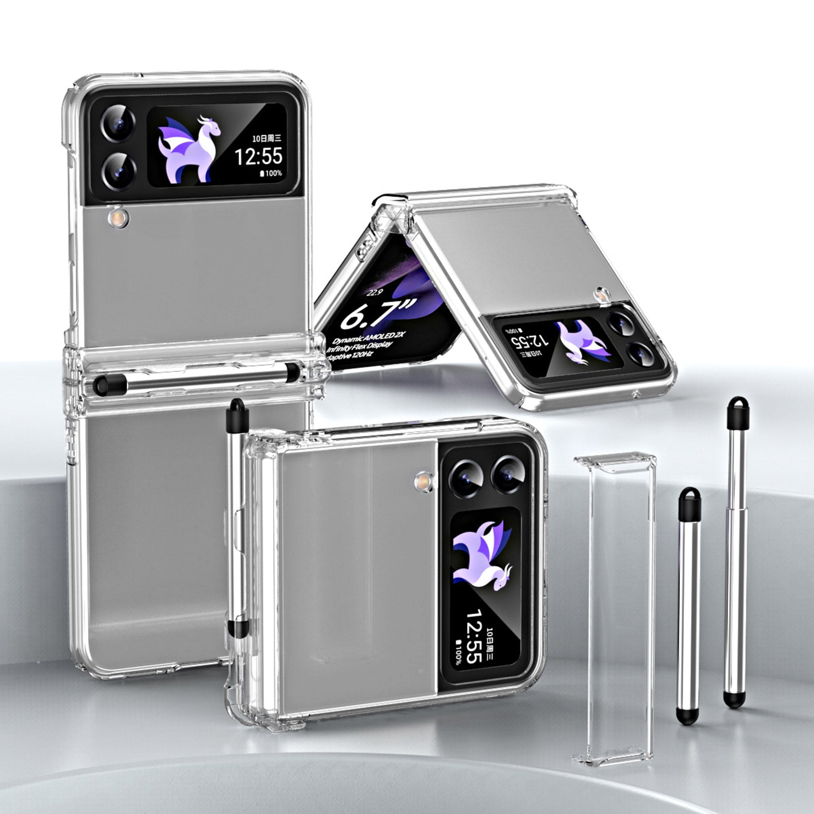 Frusde Compatible with Samsung Galaxy Z Flip 4 Clear Case with S Pen