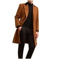 thumbnail image 2 of Turilly Mens Cotas Men Solid Color Double-Breasted Pocket Flip Collar Mao Long Sleeves Qvercoat Loose Coat, 2 of 6