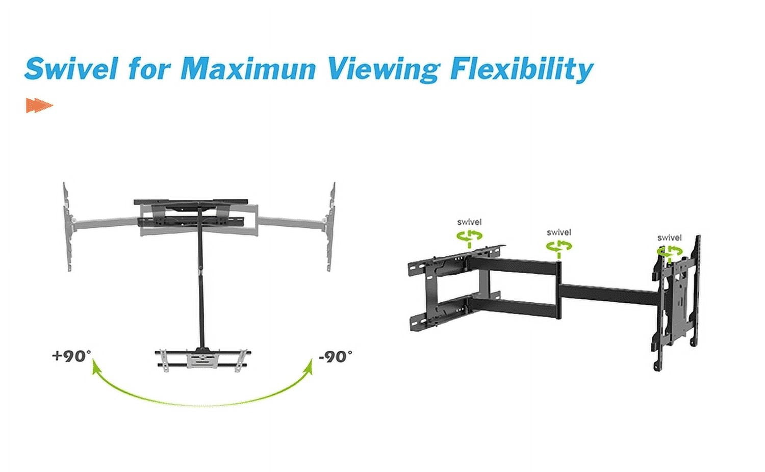 Mount Plus MP-L36-600 Long Arm Full Motion TV Wall Bracket with 36 inch Extension Articulating Arm | Fits Screen Sizes 32 to 70 Inch | VESA 600x400mm Compatible