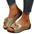 thumbnail image 4 of Mostsola Sandals for Women 2025 Boho Flower Wedge Sandals Open Toe Slides Summer Beach Shoes, 4 of 8
