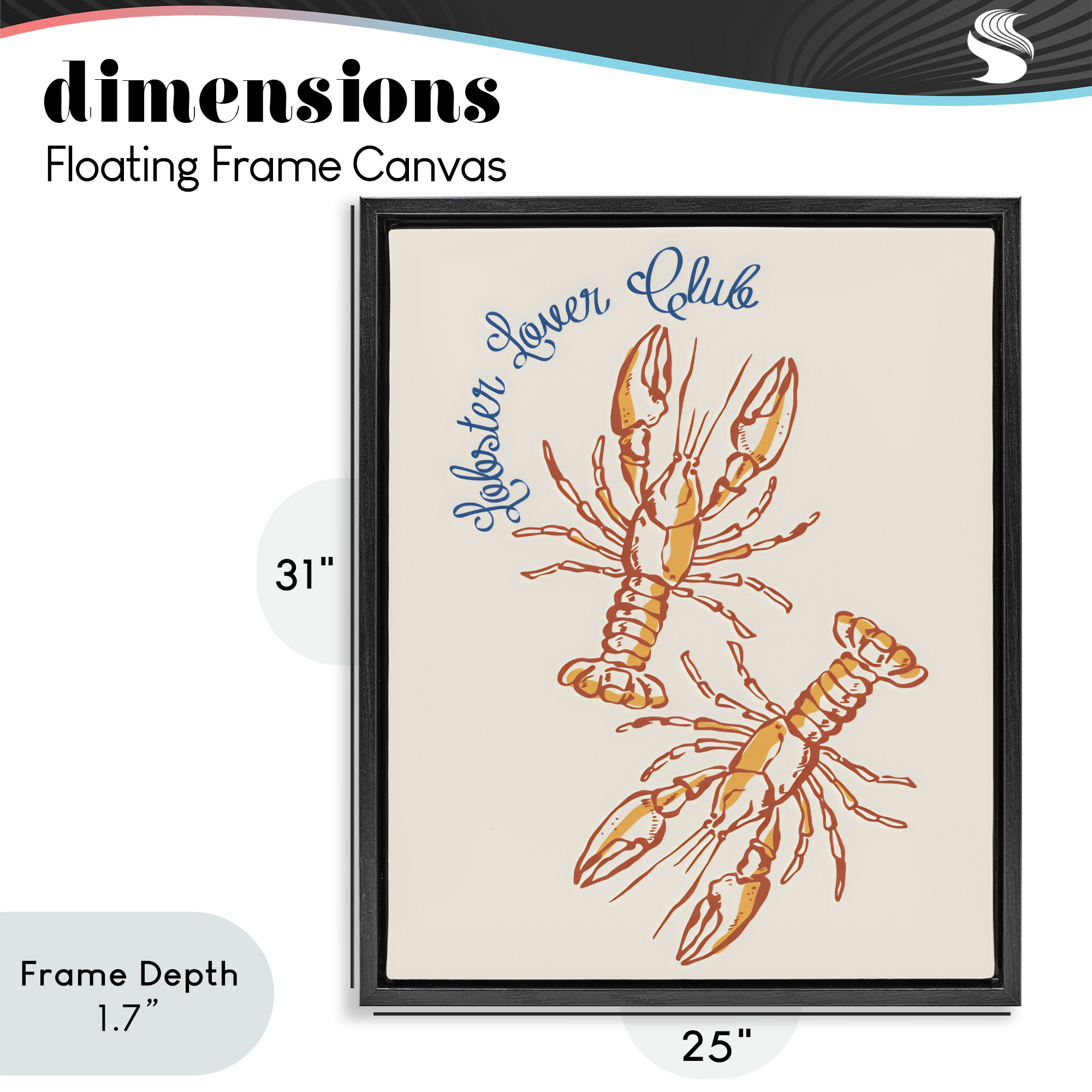Stupell Industries Lobster Lover Club Black Framed Floater Canvas Wall Art, design by The Prints Vibe