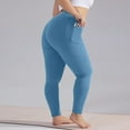 thumbnail image 4 of Plus Size Leggings with Pockets for Women 7/8 Length Booty Lift No Front Seam Compression Yoga Pants High Waist Tummy Control Swim Leggings Blue XL, 4 of 5