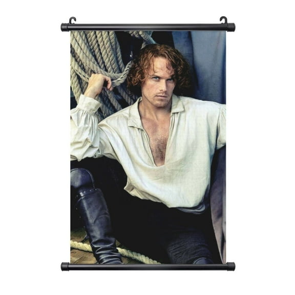 Shaft Hanging Banner Sam Heughan Jamie Fraser Poster Wall Canvas Artwork With Black Frame Scroll Painting 16"x24"