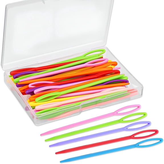VANIDO 50PCS Plastic Sewing Needles,Large Eye Plastic Yarn Needles for Kids,9cm/3.54inch Plastic Needles for Yarn and Craft Plastic Embroidery Needle for DIY Sewing Handmade Crafts