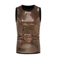 thumbnail image 2 of YLSDY Men's Summer Sequin Vest Round Neck Sleeveless Tank Top Club Party Shiny Glitter Waistcoat Gold XXL, 2 of 8
