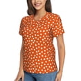 thumbnail image 2 of Xecao Dots On Orange Background for Women's V-Neck T-Shirts-Elegant Half-Sleeve Tops Perfect for Summer-Large, 2 of 5