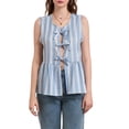 thumbnail image 2 of Michellecmm Women's Striped Tank Tops Loose Round Neck Front Tie Up Ruffled Sleeveless Blouse for Summer, 2 of 9