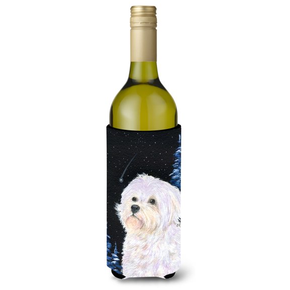 Carolines Treasures SS8461LITERK Starry Night Maltese Wine Bottle Hugger Wine Bottle multicolor