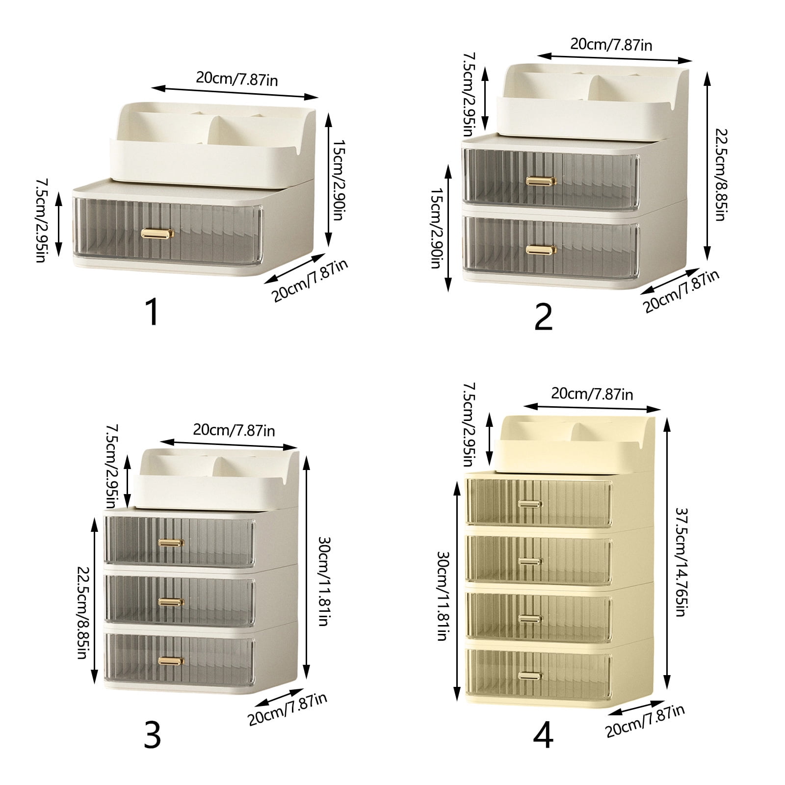 Multipurpose Desktop Organiser Trays with Clear Drawer Stackable Plastic Storage Box Container For Cosmetics Pens Marker