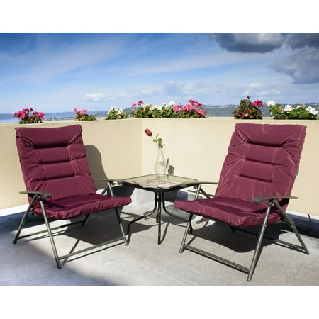 Kozyard Elsa 3 Pieces Outdoor Patio Furniture Padded Folding