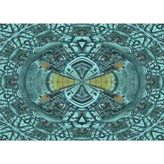 Ahgly Company Indoor Rectangle Patterned Dark Blue Grey Blue Area Rugs, 8' x 12'