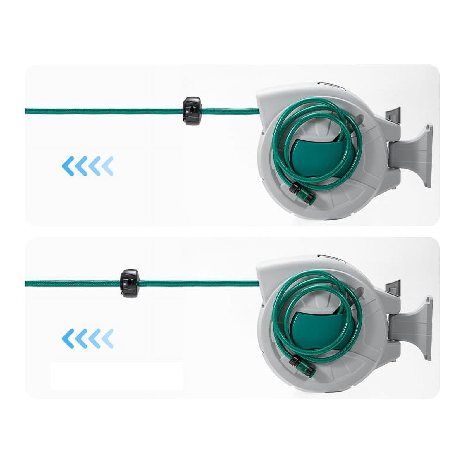 Retractable Hose Reel 50/65/82/100 ft x 1/2 inch, 180° Swivel Bracket Wall-Mounted, Garden Water Hose Reel with Nozzle, Automatic Rewind, Lock at Any Length, and Slow Return System