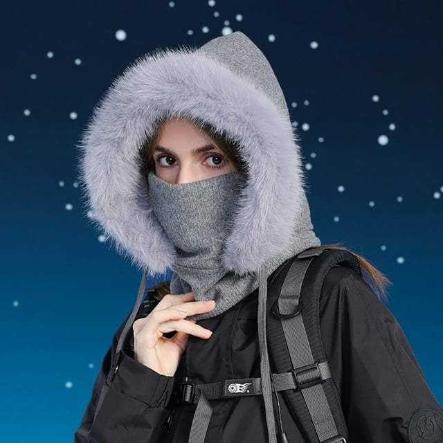 Capuche Ski Coupe-Vent Peluche Capuche Ski Hiver Ajustable Femmes Hommes