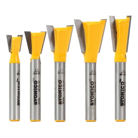 

5 Bit Dovetail Router Bit Set - 1/4 Shank - Yonico 14520q