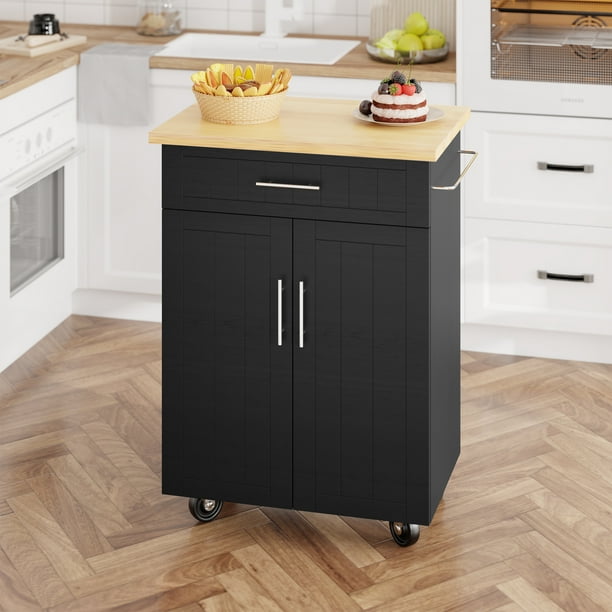 Walsunny Kitchen Island on Wheels with Storage, Kitchen Cart with