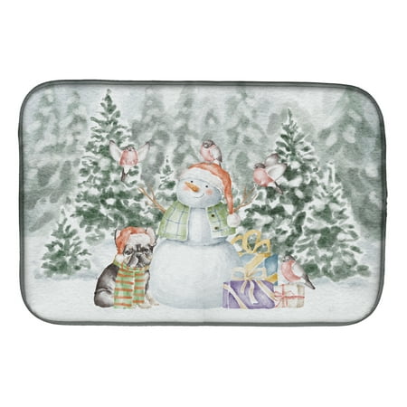 

Caroline s Treasures CK8031DDM French Bulldog Brindle Snowman and Christmas Presents Dish Drying Mat 14 x 21