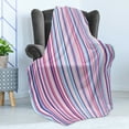 thumbnail image 4 of Abstract Soft Flannel Fleece Throw Blanket, Vertical Striped Gradient Different Colored Lines Tile Bands Image, Cozy Plush for Indoor and Outdoor Use, 70" x 90", Baby Pink Sky Blue, by Ambesonne, 4 of 5