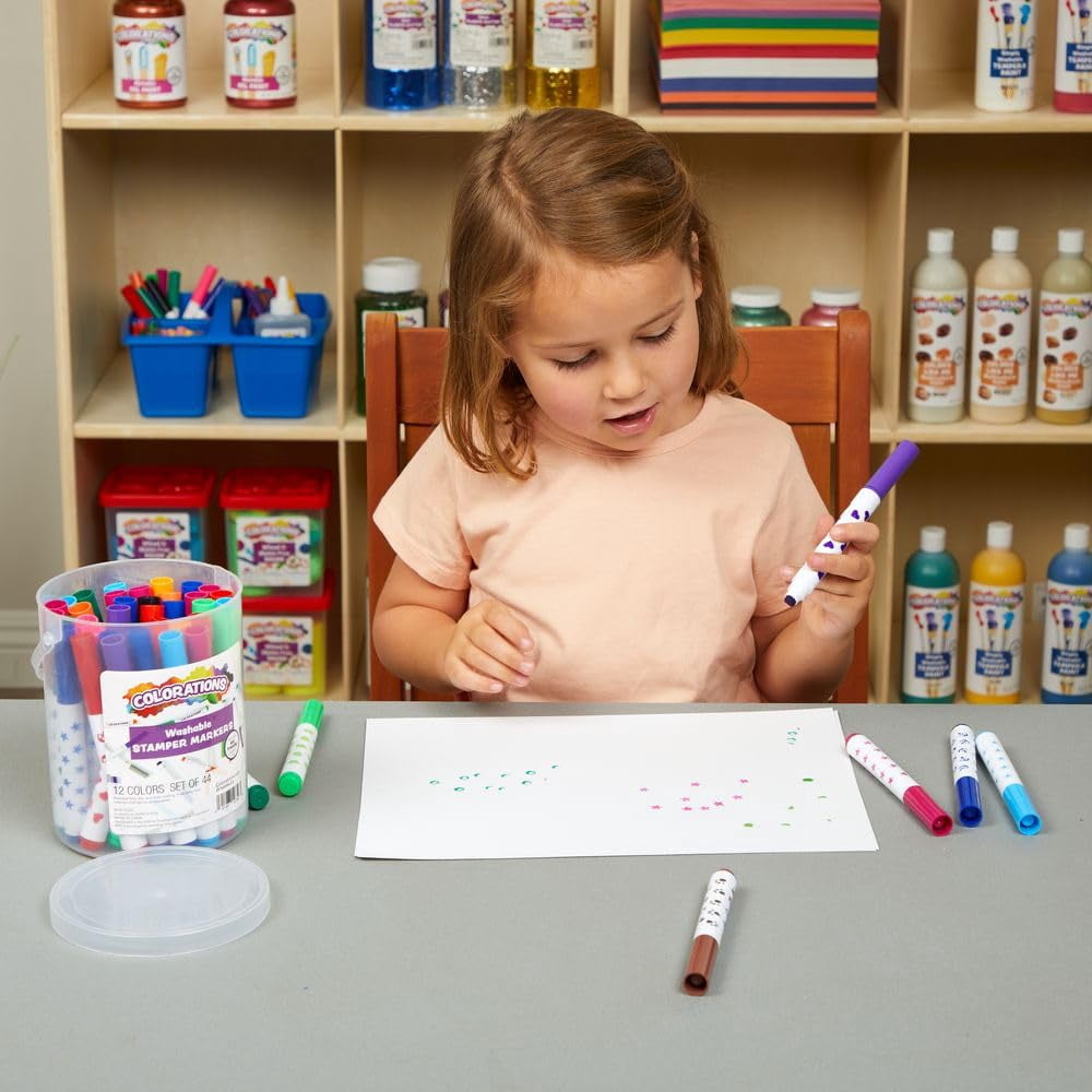 Colorations Washable Marker Stamper Bucket - 44 Pieces