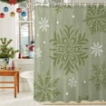 thumbnail image 6 of Shower Curtain 72"W x 96"L Winter Christmas Snowflake Green Art Fabric Shower Curtains Set with Hooks Water Repellent Bathroom Curtains Machine Washable Bathroom Accessories, 6 of 9