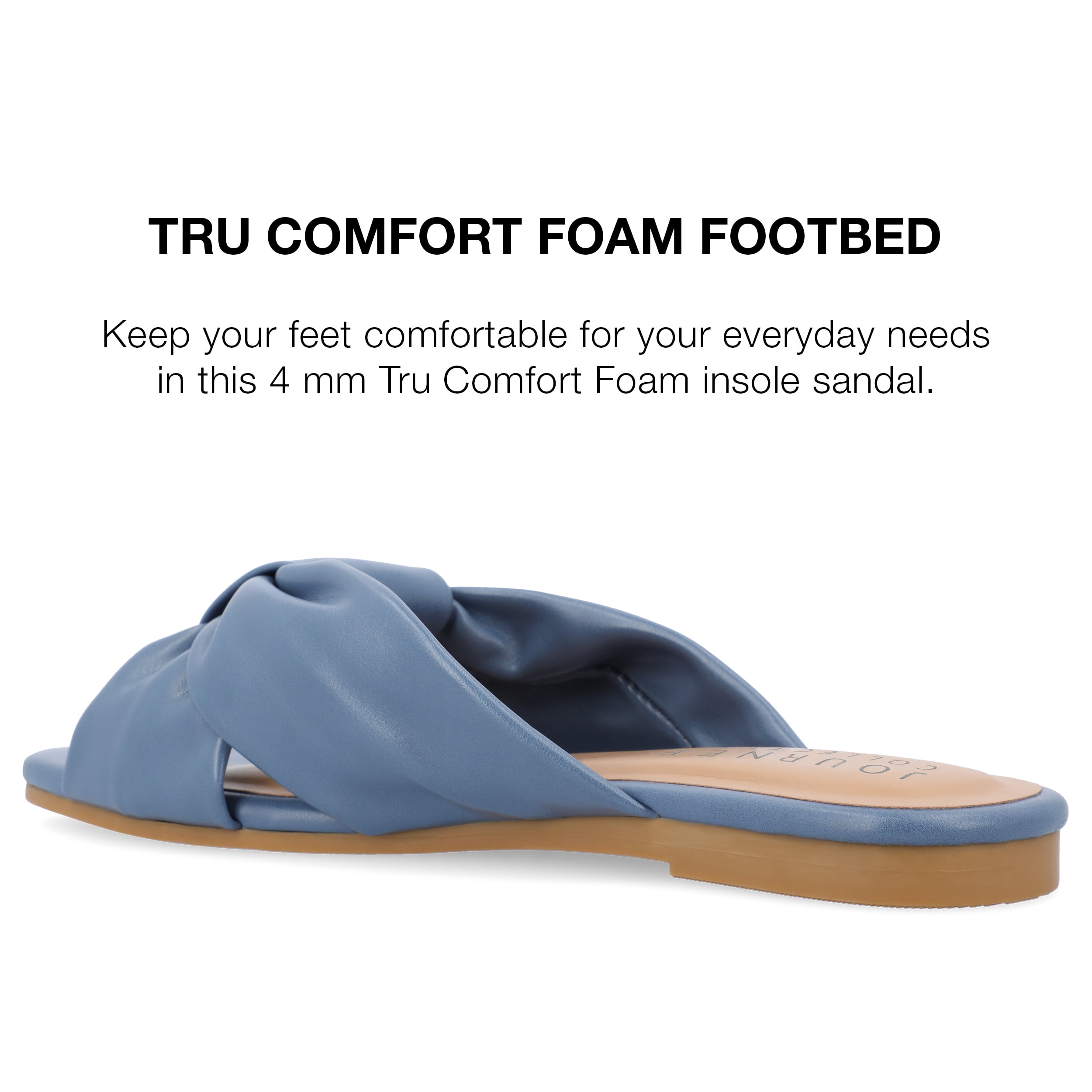 Journee Collection Womens Zetia Faux Leather Slip On Slide Sandals