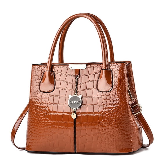Women Patent Crocodile Clutches Handbags and Purse Leather Top Handle Handbag Satchel Bags Zipper Medium Tote Bag