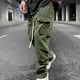 thumbnail image 5 of Ceisia Men Solid Color Multi Pocket Button Work Pants Outdoor Casual Gift Loose Trousers, 5 of 7