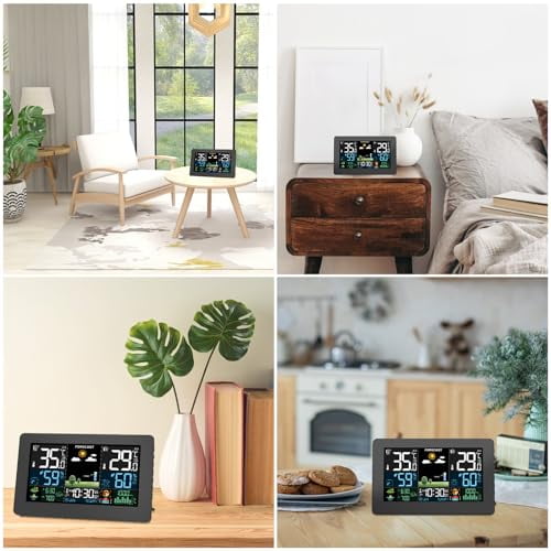 Weather Station Wireless Indoor Outdoor,Thermometer Wireless with Remote Sensor,Home Weather Station,Color Display Digital Weather Forecast,Humidity,Atomic Clock,Air Pressure for Home
