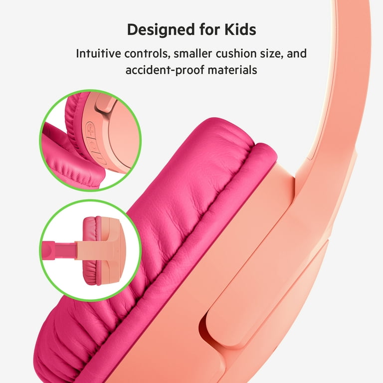 Belkin SOUNDFORM Mini Wireless Bluetooth On-Ear Headphones for Kids, Pink