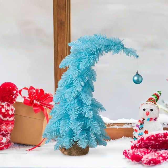 45cm Pointed Snow Spray Mini Artificial Christmas Tree with Snowflake Decor for Desktop or Window Holiday Decoration