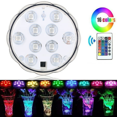 16-color Swimming Pool Light RGB 10-LED Bulb Remote Control Underwater Color Vase , Party, Wedding, Christmas Halloween