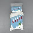 thumbnail image 2 of Ambesonne Christmas Bedding Set 4 Pcs, Socks Hanging Bird, Queen, White Blue, 2 of 3