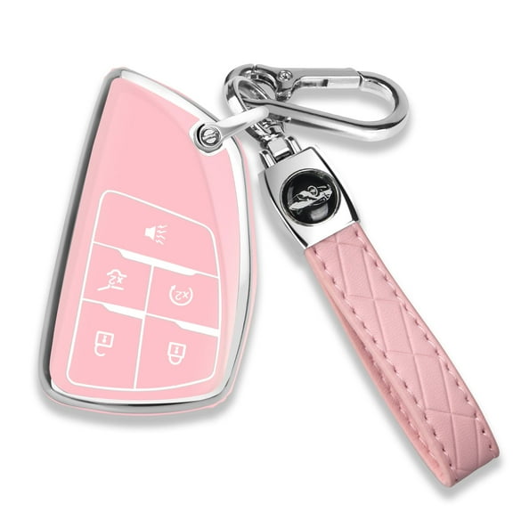 for Chevy Key Fob Cover with Keychain Soft TPU Protection Case Compatible with 2021-2026 Chevy Equinox Blazer Tahoe Suburban GMC Yukon Denali Silverado 5-Buttons