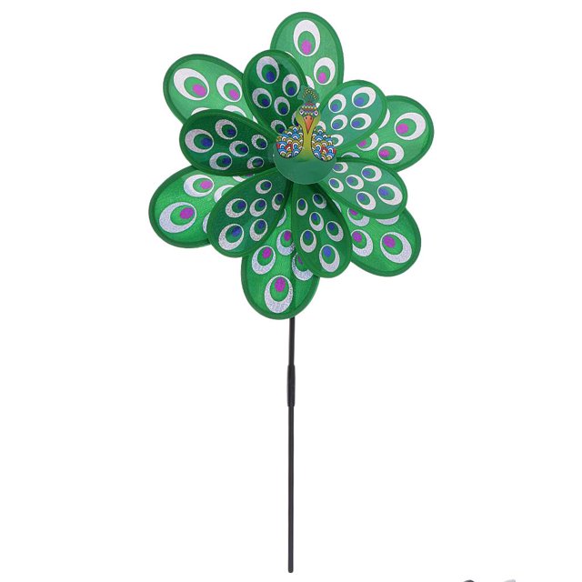 3D Pavo Real Molino de Viento Rueda de Molinete Molinillo de Viento Patio Jardín Césped Decoración Juguete para Niños Macarena Juguete del molino de viento 3D